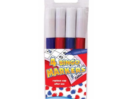 Bingo Markers - 4 Pack Blue Red Dabbers Game Night Supplies Online