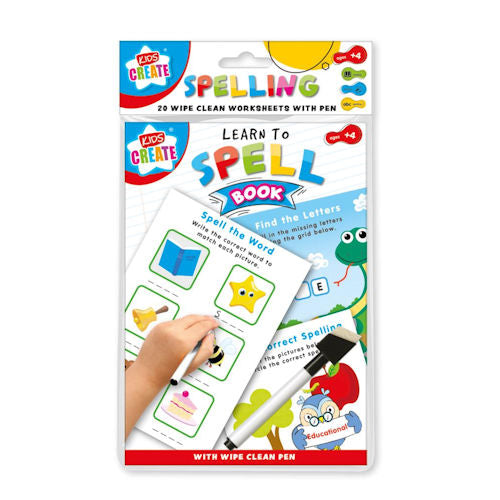 A5 Learn to Spell Book - Wipe Clean Educational Workbook Practising Spelling Skills Reusable Pages Learning Children Kids Online Sale