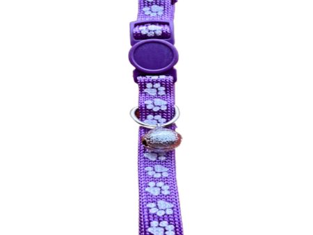 Paw Print Cat Collar - Purple Adjustable Comfortable Durable Pet Accessory Cheap