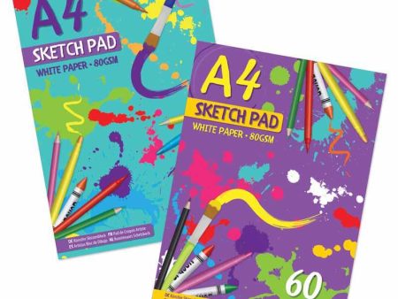 A4 Sketch Pad - Assorted 60 Sheets 80gsm Drawing Art Supplies Crafting For Sale