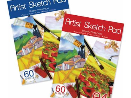 A4 Sketch Pad - Assorted 80gsm 60 Sheets Drawing Art Supplies Crafting Online