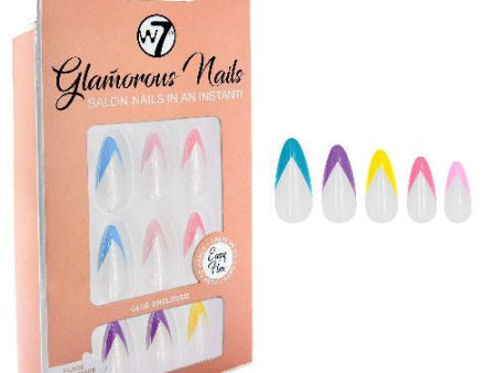 W7 Cosmetics Glamorous False Nails Rainbow Blessing - Long Fake Adhesive Included Party Nails For Discount