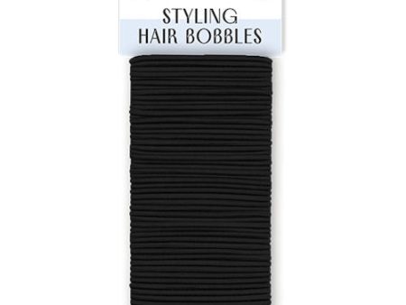 Black Hair Bobbles 50 Pack - Elastic Ponytail Holders Hair Accessories Bulk Set Fashion