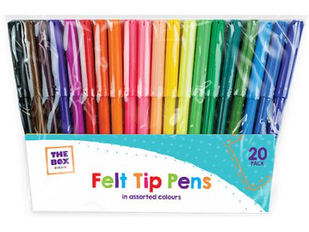 Assorted Colours Felt Tip Pens 20 Pack - Vibrant Marker Pens for Drawing, Colouring, and Writing, Fine Tip Pens for Precision, Non-Toxic Art Supplies Online