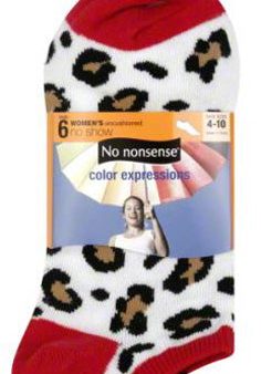 NO NONSENSE - Socks No Show Color Leopard  Neon Solid - 6 Pairs Fashion