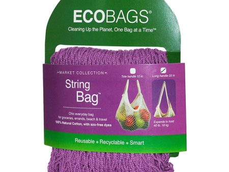 ECO-BAGS - Natural Cotton String Bag Long Handle Raspberry - 22 Inches For Cheap