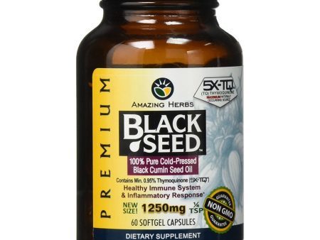 AMAZING HERBS - Premium Black Seed Oil 1250mg Softgels - 60 SoftGels Cheap