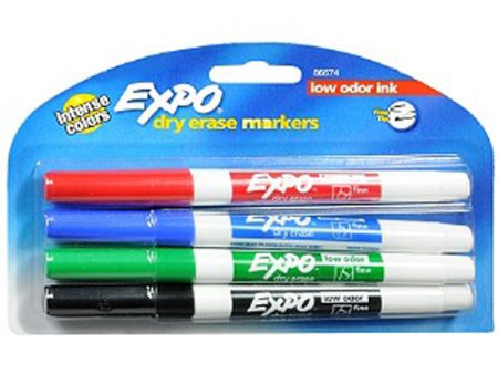 EXPO - Low-Odor Dry-Erase Markers Fine Point Assorted Colors - Pack of 4 Hot on Sale